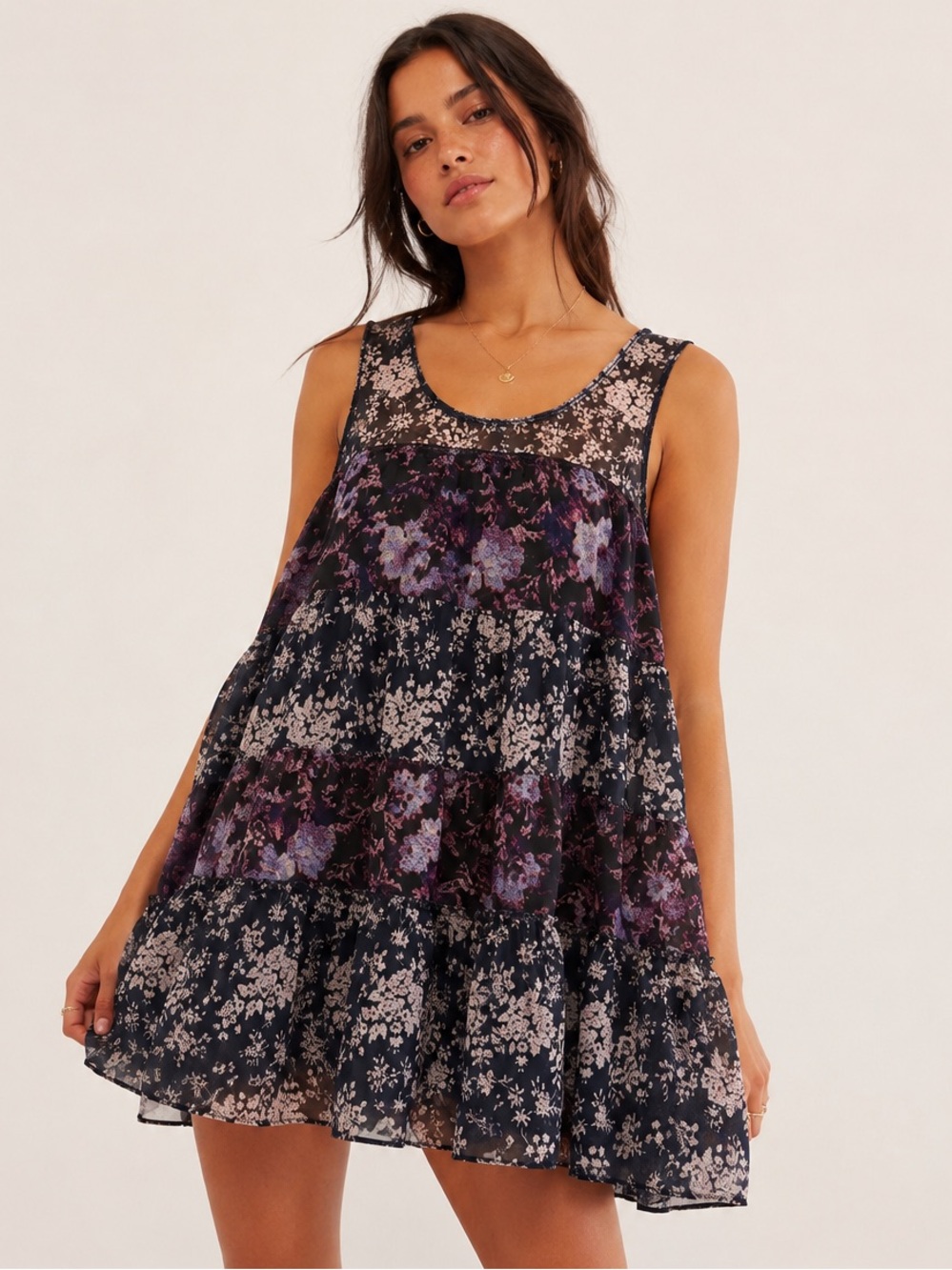 Kimchi Blue Urban Outfitters Floral Tiered Babydoll Dress L